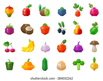 fruits and vegetables set icons