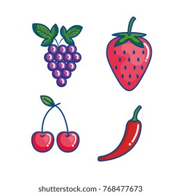 fruits and vegetables set icons
