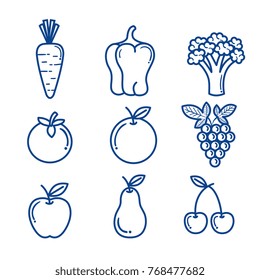 fruits and vegetables set icons