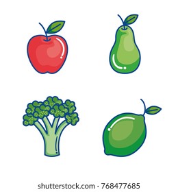 fruits and vegetables set icons