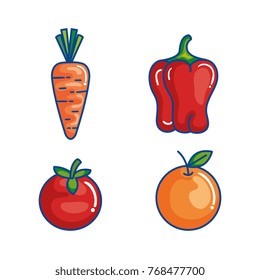 fruits and vegetables set icons