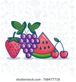 fruits and vegetables set icons