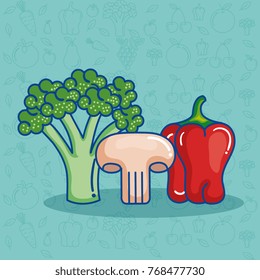 fruits and vegetables set icons