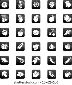 Fruits and vegetables , set vector icons