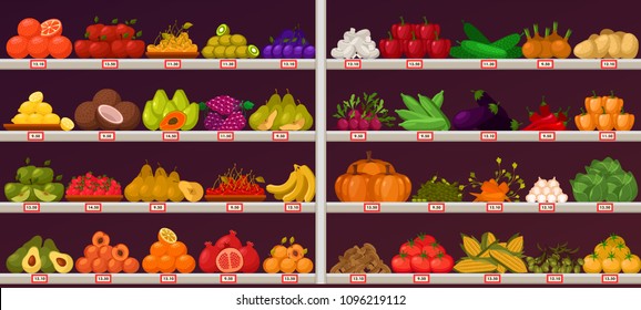 Fruits And Vegetables At Shop Stall