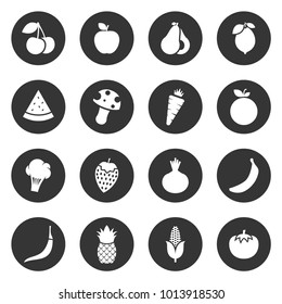 Fruits and vegetables simple icon set  vector design