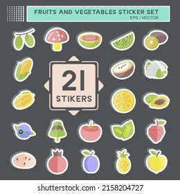 Fruits and Vegetables Sticker Set. suitable for Education symbol. simple design editable. design template vector. simple symbol illustration