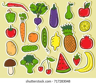 Fruits and vegetables stickers