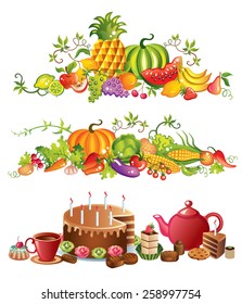 Fruits, vegetables and sweets vector illustration