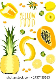 Fruits and vegetables texture background, healthy food, vegetarian, fresh for textile prints, web layout