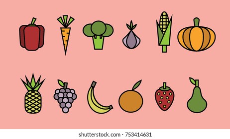 Fruits and vegetables vector