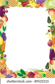 fruits and vegetables vector frame