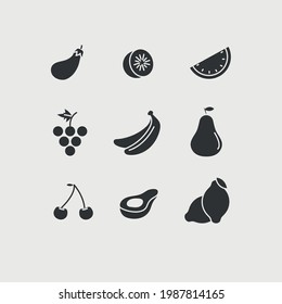 frutas y verduras vectores icono alimento nutritivo orgánico y cítrico saludable