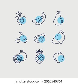 fruits and vegetables vector icon organic and citrus healthy nutrition food