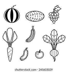 fruits and vegetables - Vector Icons