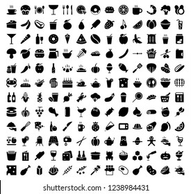 Fruits and vegetables vector icons set, modern solid symbol collection,