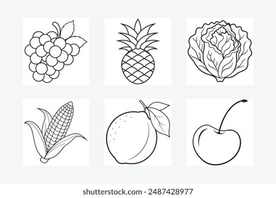 Fruits and vegetables vector illustration.