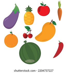 fruits and vegetables vector ilustration for icon