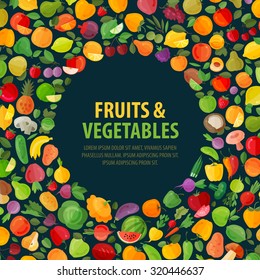 fruits and vegetables vector logo design template. food or garden icons