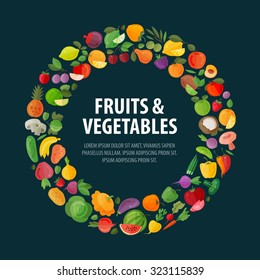 fruits and vegetables vector logo design template. food or harvest icons