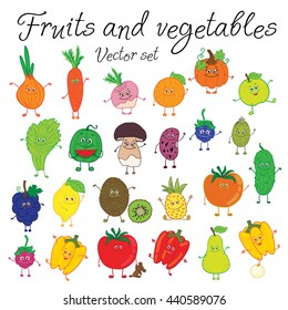 Fruits and vegetables. Vector set