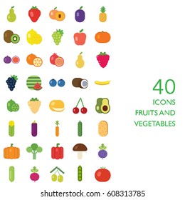 fruits and vegetables vector set