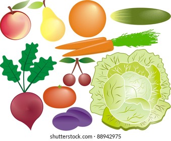 fruits and vegetables vector set