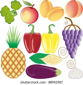 fruits and vegetables vector set