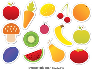 Fruits and Vegetables vector sticker