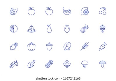 Fruits Vegetables Vector Symbols Line Icons Stock Vector (Royalty Free ...