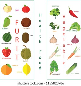fruits and vegetables.Flat design.