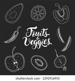 Fruits and Veggies hand drawn set