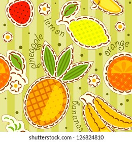 fruits wallpaper, decorated with embroidery. Vector