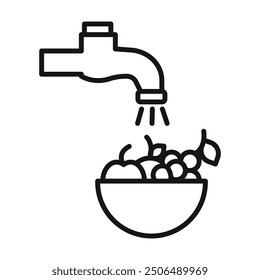 Fruits Washing icon Black line art vector logo