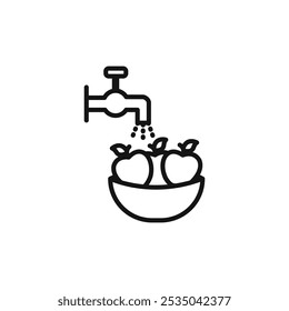 Fruits Washing icon Isolated flat vector in outline
