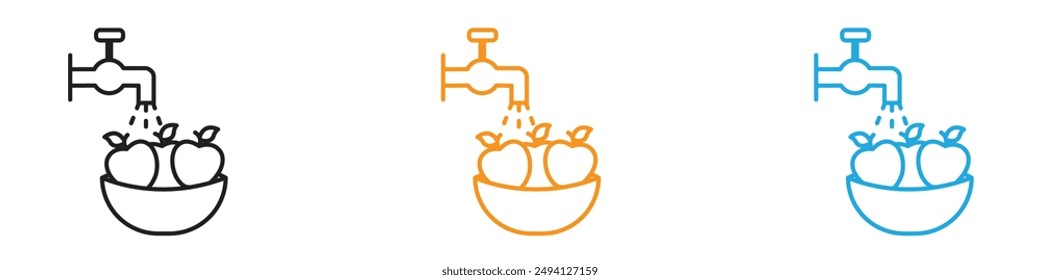 Colección del conjunto del logotipo del Vector del icono de lavado de las frutas para el App de Web