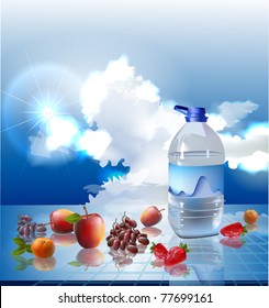 fruits and water background