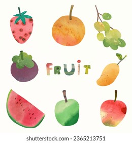 Frutos, acuarela, ilustración vectorial aislada en un fondo blanco.