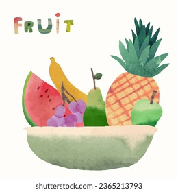 Fruits, watercolor vector illustration isoleted on a white background.