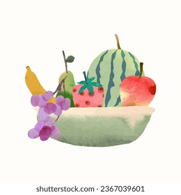 Fruits, watercolor vector illustration isoleted on a white background.