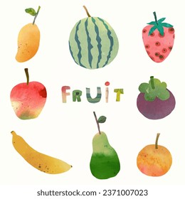 Fruits, watercolor vector illustration isoleted on a white background.