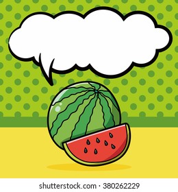 fruits watermelon doodle, speech bubble