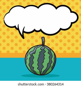 fruits watermelon doodle, speech bubble