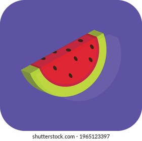 fruits, watermelon. vector image in green and red color. purple background.