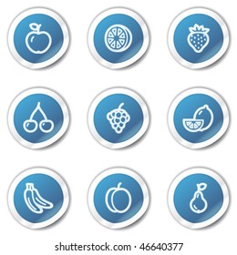 Fruits web icons, blue sticker series