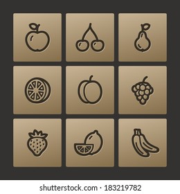 Fruits web icons, buttons set