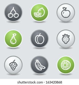 Fruits web icons, circle buttons