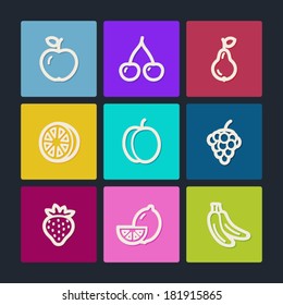 Fruits web icons , color buttons 