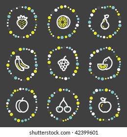 Fruits web icons, color dots series