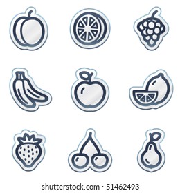 Fruits web icons, deep blue contour sticker series